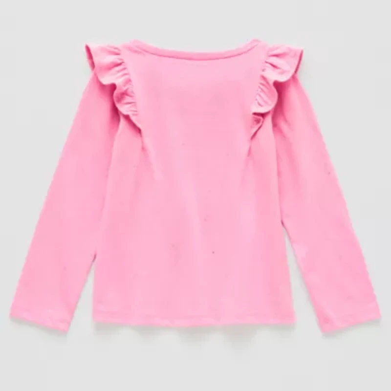 Okie Dokie Toddler & Little Girls Round Neck Long Sleeve T-Shirt