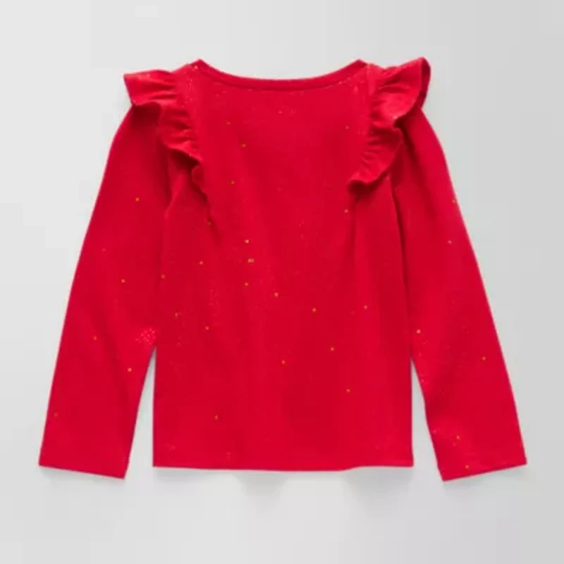 Okie Dokie Toddler & Little Girls Round Neck Long Sleeve T-Shirt