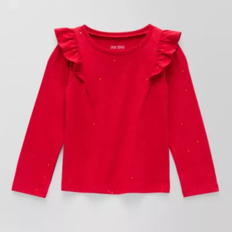 Okie Dokie Toddler & Little Girls Round Neck Long Sleeve T-Shirt