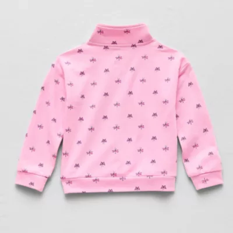 Okie Dokie Toddler & Little Girls Mock Neck Long Sleeve French Terry Casual Quarter-Zip Pullover