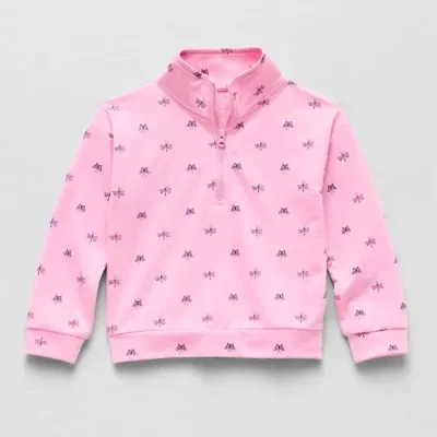 Okie Dokie Toddler & Little Girls Mock Neck Long Sleeve French Terry Casual Quarter-Zip Pullover