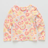 Okie Dokie Toddler & Little Girls Round Neck Long Sleeve Classic Fit Graphic T-Shirt