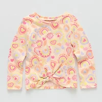 Okie Dokie Toddler & Little Girls Round Neck Long Sleeve Classic Fit Graphic T-Shirt