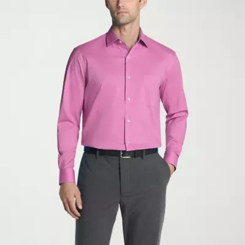 Van Heusen Everyday Defense Stain Shield Mens Regular Fit Stretch Fabric Wrinkle Free Long Sleeve Dress Shirt