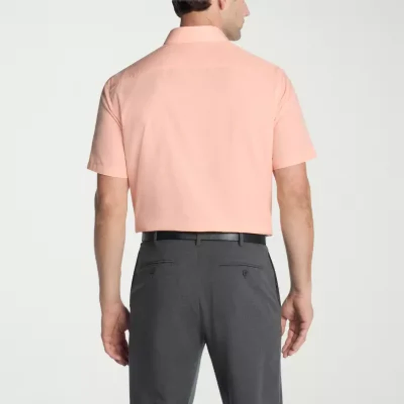 Van Heusen Poplin Mens Regular Fit Easy Care Wrinkle Free Short Sleeve Dress Shirt