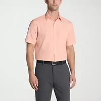 Van Heusen Poplin Mens Regular Fit Easy Care Wrinkle Free Short Sleeve Dress Shirt