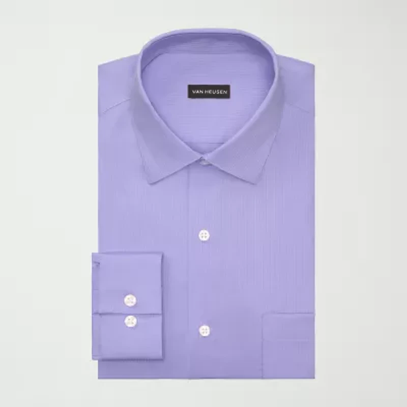 Van Heusen Everyday Defense Stain Shield Mens Regular Fit Stretch Fabric Wrinkle Free Long Sleeve Dress Shirt