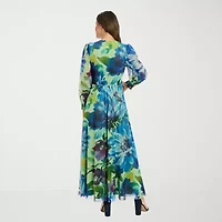 Clover And Sloane Womens Long Sleeve Floral Maxi Dress