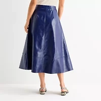 Worthington Womens Tall Faux Leather A-Line Skirt