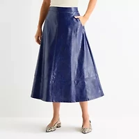Worthington Womens Tall Faux Leather A-Line Skirt