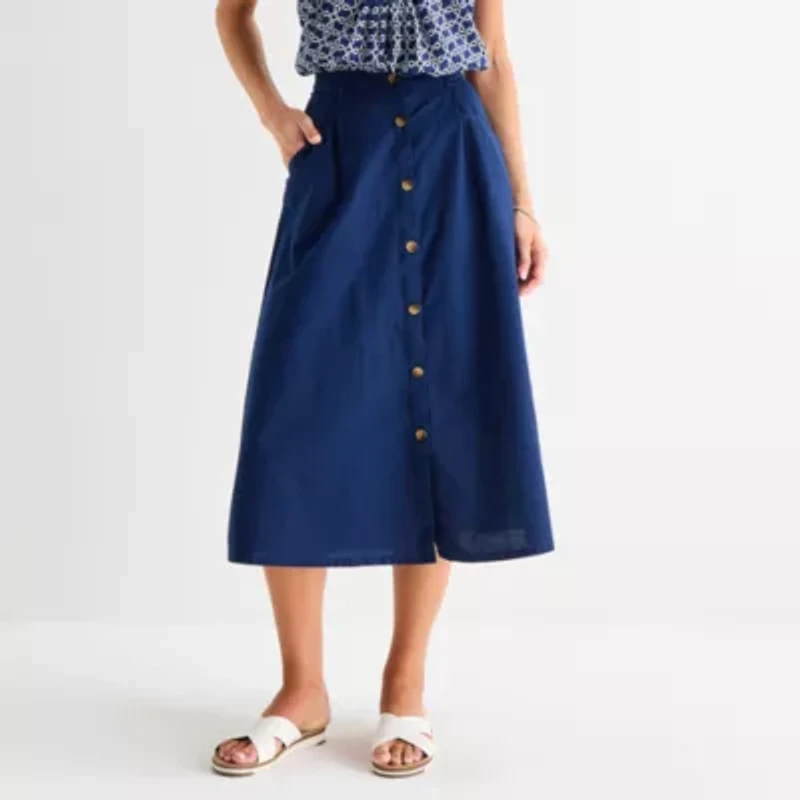 St. John's Bay Womens Tall Mid Rise Midi A-Line Skirt