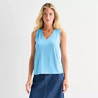 St. John's Bay Womens Tall V Neck Sleeveless Blouse