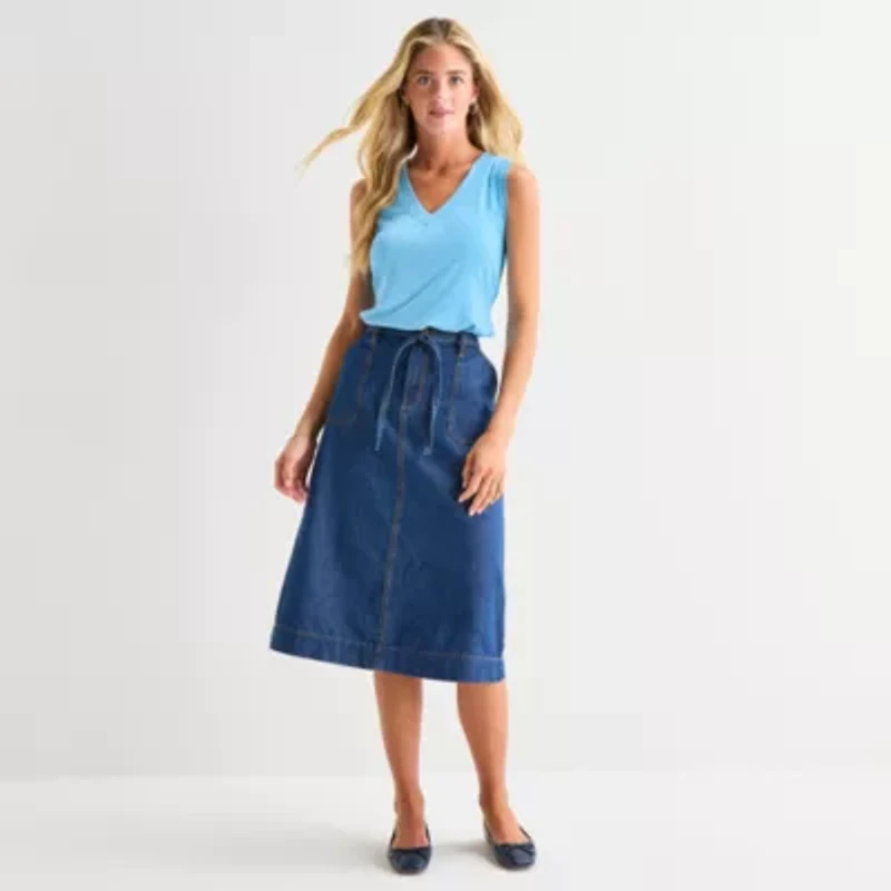 St. John's Bay Womens Tall V Neck Sleeveless Blouse