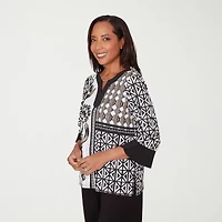 Alfred Dunner Classics Womens Split Crew Neck 3/4 Sleeve T-Shirt