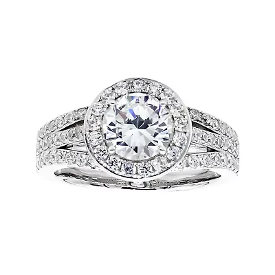 DiamonArt® Cubic Zirconia Sterling Silver Halo Ring