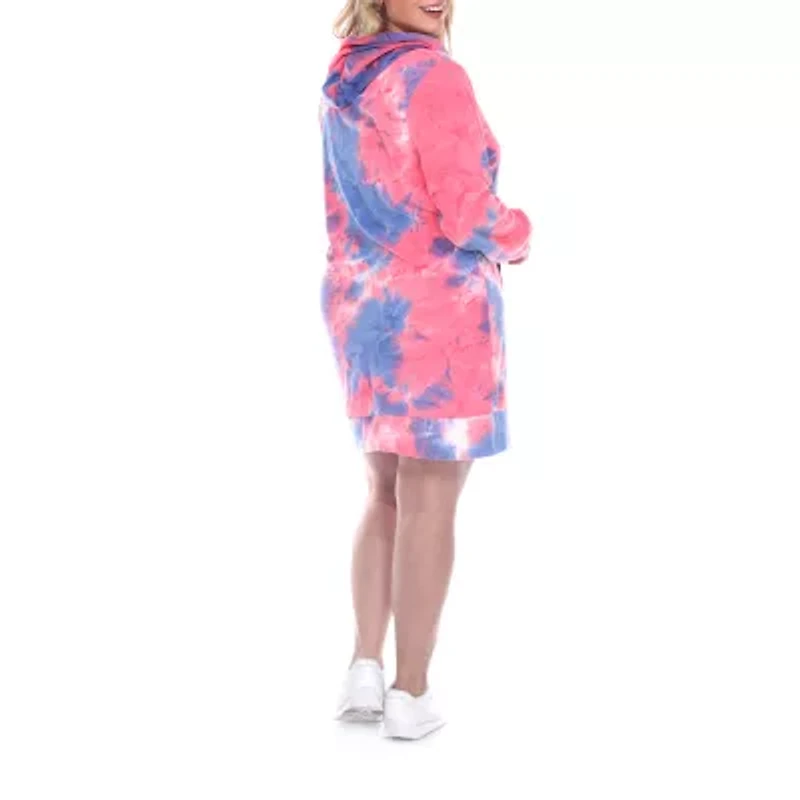 White Mark Long Sleeve Plus Sweatshirt Dress