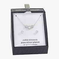 Sparkle Allure Womens Cubic Zirconia Pure Silver Over Brass Round 2-pc. Jewelry Set