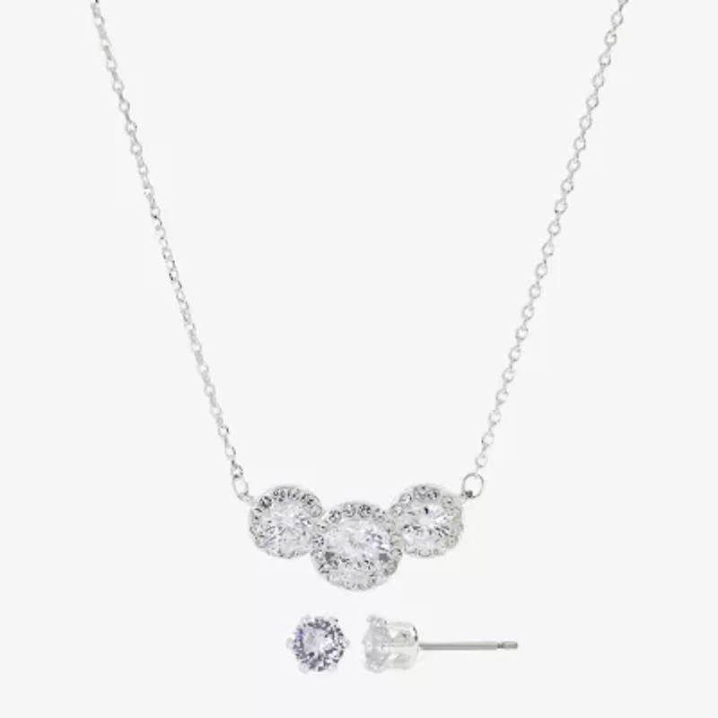 Sparkle Allure Womens Cubic Zirconia Pure Silver Over Brass Round 2-pc. Jewelry Set