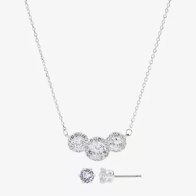 Sparkle Allure Womens Cubic Zirconia Pure Silver Over Brass Round 2-pc. Jewelry Set