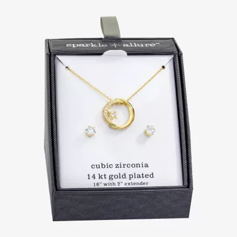 Sparkle Allure Womens Cubic Zirconia 14K Gold Over Brass 2-pc. Jewelry Set