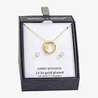 Sparkle Allure Womens Cubic Zirconia 14K Gold Over Brass 2-pc. Jewelry Set