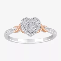 Promise My Love Womens 1/6 CT. T.W. Natural White Diamond Sterling Silver Heart Promise Ring