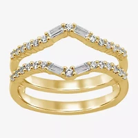 Womens 3/8 CT. T.W. Natural White Diamond 14K Gold Wedding Ring Guard