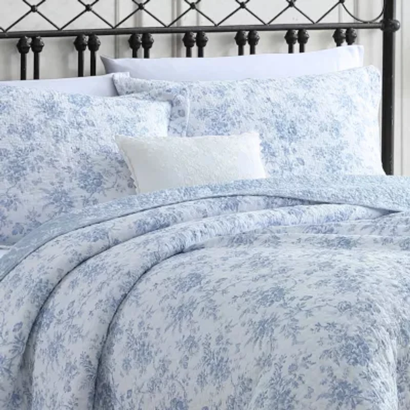 Laura Ashley Walled Garden Floral Reversible Quilt Set