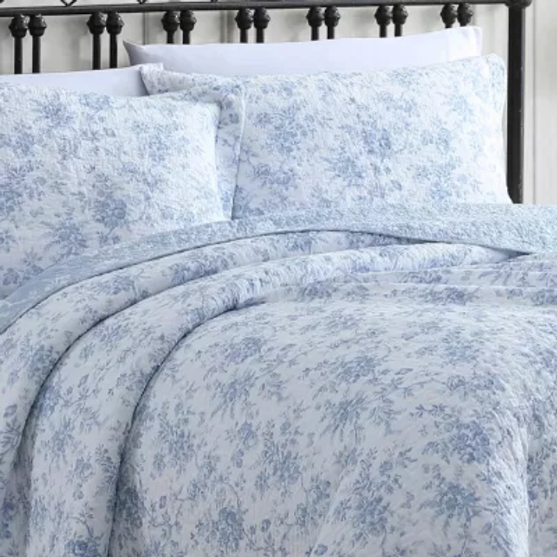 Laura Ashley Walled Garden Floral Reversible Quilt Set