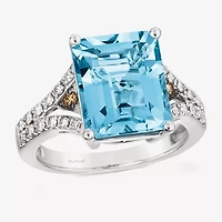 Le Vian® Grand Sample Sale™ Ring featuring 6 CT. Ocean Blue Topaz 1/20 CT. Chocolate Diamonds® 1/4 CT. Nude Diamonds™ set in 14K Vanilla Gold®