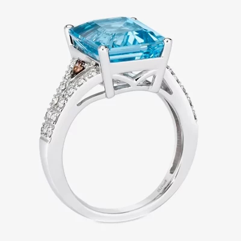 Le Vian® Grand Sample Sale™ Ring featuring 6 CT. Ocean Blue Topaz 1/20 CT. Chocolate Diamonds® 1/4 CT. Nude Diamonds™ set in 14K Vanilla Gold®