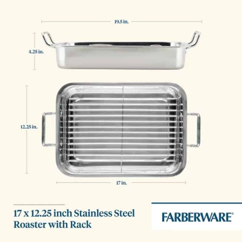 Farberware Stainless Steel 17"X12.25" Roaster with Rack