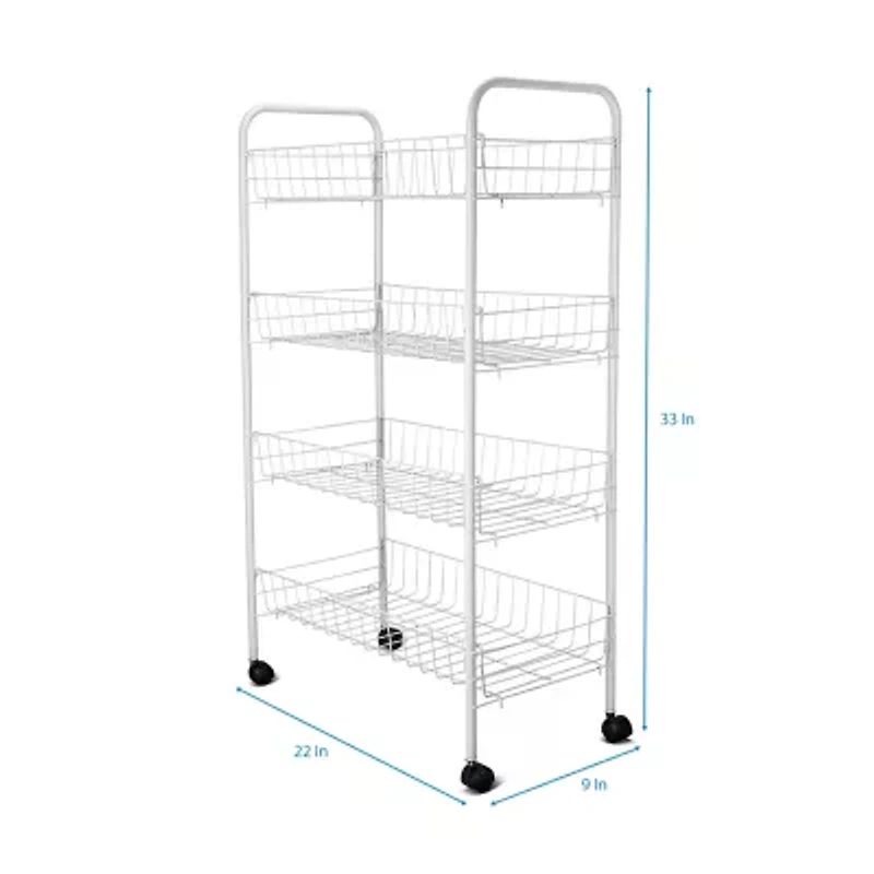 Home Expressions WHITE 4 TIER SLIM ROLLING CART