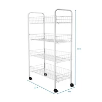 Home Expressions WHITE 4 TIER SLIM ROLLING CART