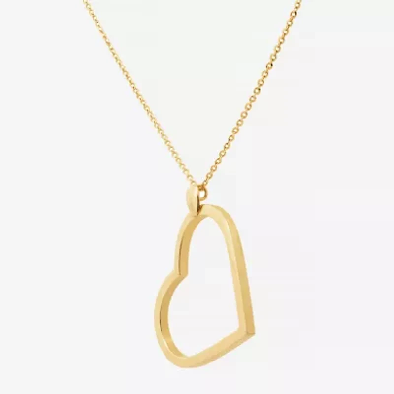 Womens 14K Gold Heart 18 Inch Pendant Necklace