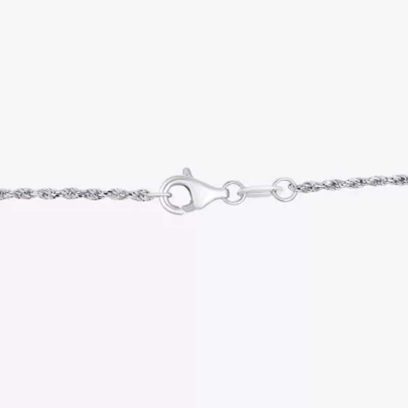 Mens Sterling Silver Dog Tag 24 Inch Pendant Necklace