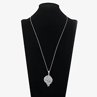 Mens White Cubic Zirconia Sterling Silver Cross 24 Inch Pendant Necklace