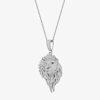 Mens White Cubic Zirconia Sterling Silver Cross 24 Inch Pendant Necklace