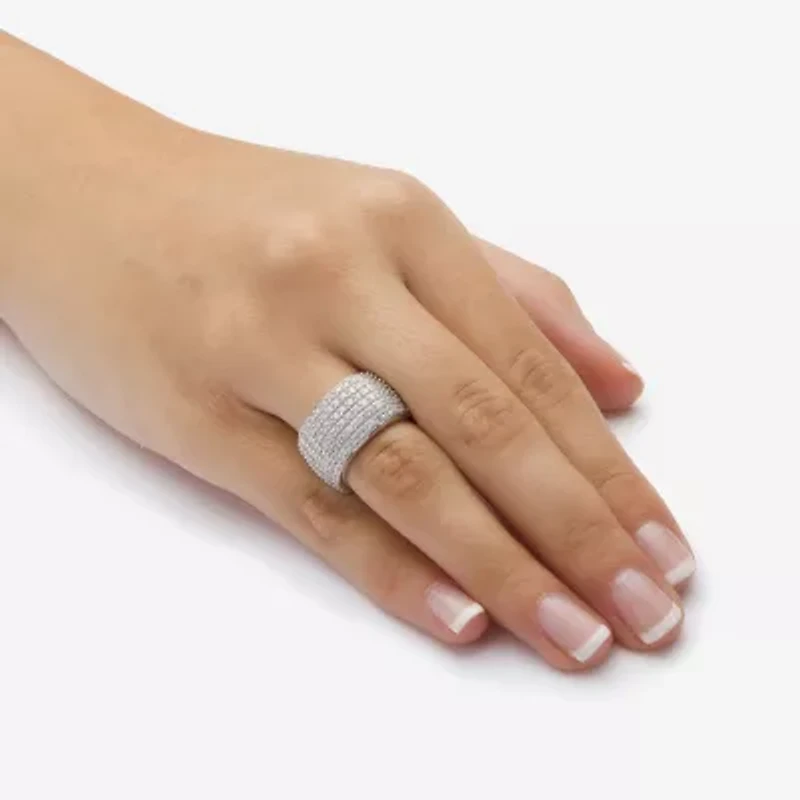 Diamonart Womens 12MM 3 CT. T.W. Cubic Zirconia Sterling Silver Round Eternity Band