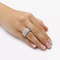 Diamonart Womens 12MM 3 CT. T.W. Cubic Zirconia Sterling Silver Round Eternity Band