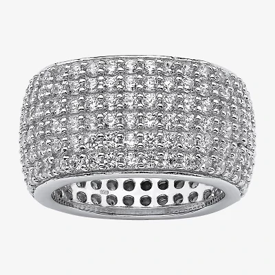 Diamonart Womens 12MM 3 CT. T.W. Cubic Zirconia Sterling Silver Round Eternity Band