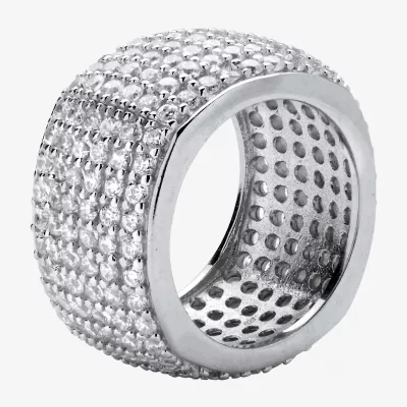 Diamonart Womens 12MM 3 CT. T.W. Cubic Zirconia Sterling Silver Round Eternity Band