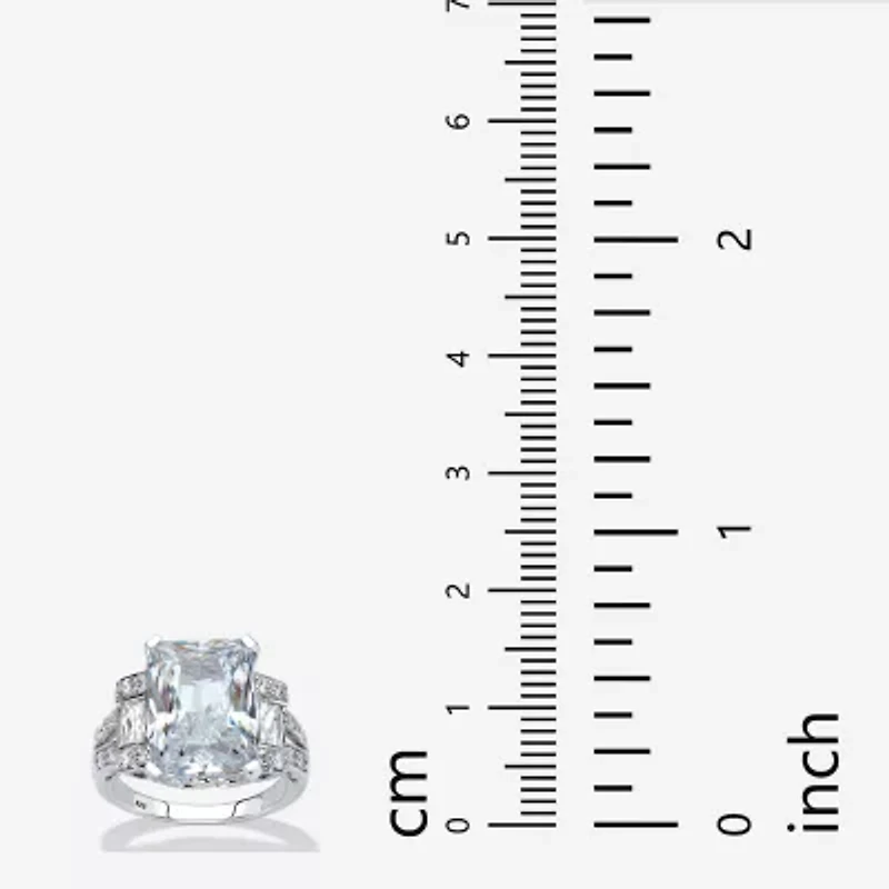 Diamonart Womens Cubic Zirconia Platinum Over Silver Rectangular Cocktail Ring