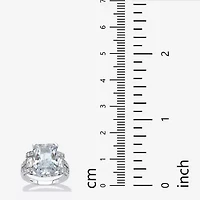 Diamonart Womens Cubic Zirconia Platinum Over Silver Rectangular Cocktail Ring