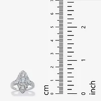 Womens 1 1/10 CT. T.W.  Cubic Zirconia Platinum Over Silver Round Cocktail Ring