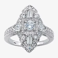 Womens 1 1/10 CT. T.W.  Cubic Zirconia Platinum Over Silver Round Cocktail Ring