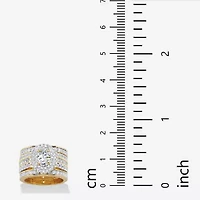 Diamonart Womens 3 1/2 CT. T.W Cubic Zirconia 14K Gold Over Silver Oval Bridal Set
