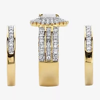 Diamonart Womens 3 1/2 CT. T.W Cubic Zirconia 14K Gold Over Silver Oval Bridal Set