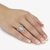 Diamonart Womens 3 1/2 CT. T.W Cubic Zirconia Platinum Over Silver Pear Cocktail Ring