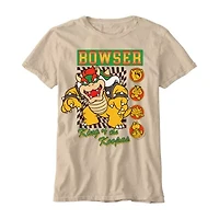 Bowser Little & Big Kid Boys Crew Neck Short Sleeve Regular Fit Super Mario Graphic T-Shirt